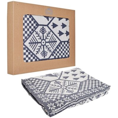 Ewax Koc w świąteczne wzory dwustronny, 100% bawełna, 125x150 cm Ewax Koc w świąteczne wzory dwustronny, 100% bawełna, 125x150 cm