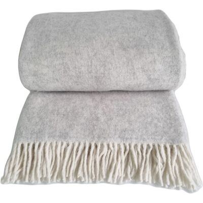 Inny producent Koc Wełniany Jagnięcy Z Frędzlami 150X200 Gładki Jasny Popiel Inny producent Koc Wełniany Jagnięcy Z Frędzlami 150X200 Gładki Jasny Popiel