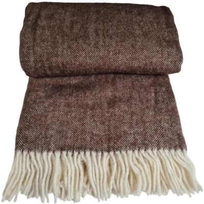 Inny producent Koc wełniany z frędzlami 150x200 ROMBY wełna nowozelandzka brązowy Inny producent Koc wełniany z frędzlami 150x200 ROMBY wełna nowozelandzka brązowy