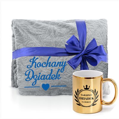 eprezenty Koc z Mikrofibry 160 x 200 z Haftem Złoty Kubek Prezent na Dzień Dziadka eprezenty Koc z Mikrofibry 160 x 200 z Haftem Złoty Kubek Prezent na Dzień Dziadka