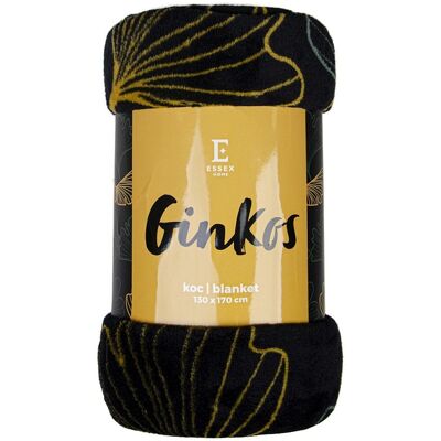 Essex Koc Z Mikrofibry Ciepły Ginkos 130x170 Czarny Liście Essex Koc Z Mikrofibry Ciepły Ginkos 130x170 Czarny Liście