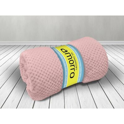 Darymex Koc 200x220 mikrofibra LEKKI żakardowy wzór jednobarwny pudrowy różowy Darymex Koc 200x220 mikrofibra LEKKI żakardowy wzór jednobarwny pudrowy różowy