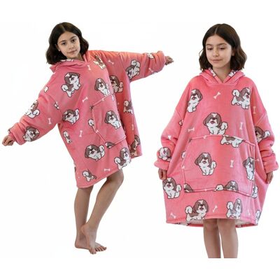 Bestomi Koc z rękawami Koc bluza kocobluza dziecięca, Pieski Bestomi Koc z rękawami Koc bluza kocobluza dziecięca, Pieski