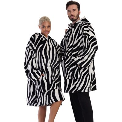 Vienetta Koc z rękawami Koc bluza kocobluza Oversize 2W1, Zebra Vienetta Koc z rękawami Koc bluza kocobluza Oversize 2W1, Zebra