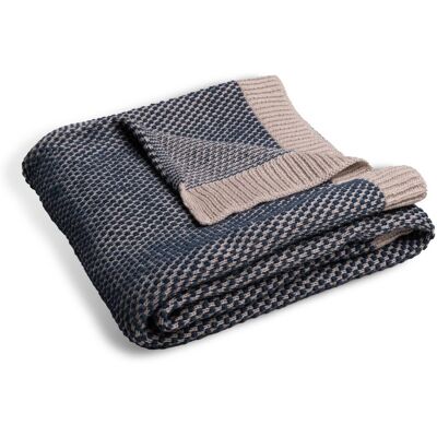 Kocyk dziecięcy 80x100 Mini Rattle niebieski beżowy bawełniany BabyMatex Kocyk dziecięcy 80x100 Mini Rattle niebieski beżowy bawełniany BabyMatex