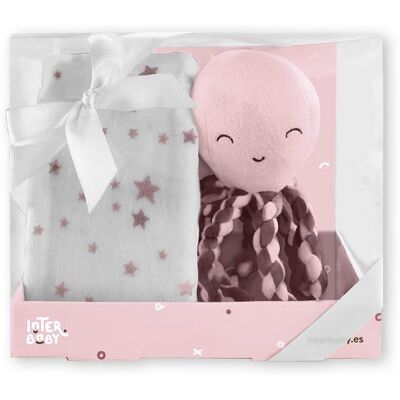 Interbaby Kocyk Dziecięcy 80x100 Różowy Ośmiorniczka + Maskotka Pluszak Przytulanka Interbaby Kocyk Dziecięcy 80x100 Różowy Ośmiorniczka + Maskotka Pluszak Przytulanka