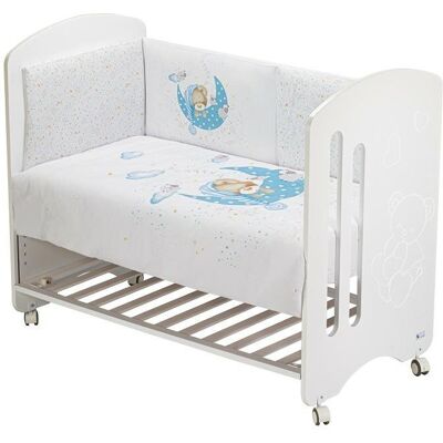 Interbaby Kołdra 100x135 Poszwa I Ochraniacz Do Łóżeczka 60x180 Śpiący Miś Biała Niebieska Interbaby Kołdra 100x135 Poszwa I Ochraniacz Do Łóżeczka 60x180 Śpiący Miś Biała Niebieska