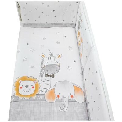 Interbaby Kołdra 100x135 Poszwa I Ochraniacz Do Łóżeczka 60x180 Zwierzęta Biała Szara Interbaby Kołdra 100x135 Poszwa I Ochraniacz Do Łóżeczka 60x180 Zwierzęta Biała Szara