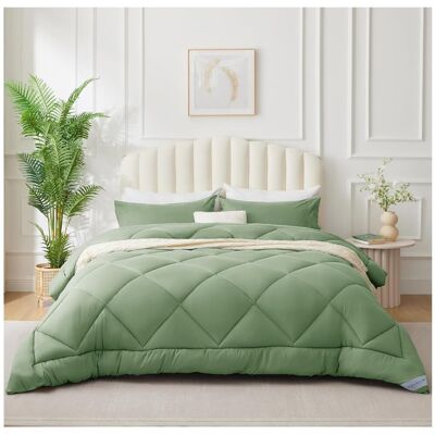 Akuku Kołdra całoroczna 140x200 mikrofibra 300g/m2 zielona pikowana miękka ciepła Akuku Kołdra całoroczna 140x200 mikrofibra 300g/m2 zielona pikowana miękka ciepła