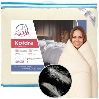 Lupu KOŁDRA PUCHOWA CAŁOROCZNA CIEPŁA ECRU PIERZE KACZE 200x220 cm Lupu KOŁDRA PUCHOWA CAŁOROCZNA CIEPŁA ECRU PIERZE KACZE 200x220 cm