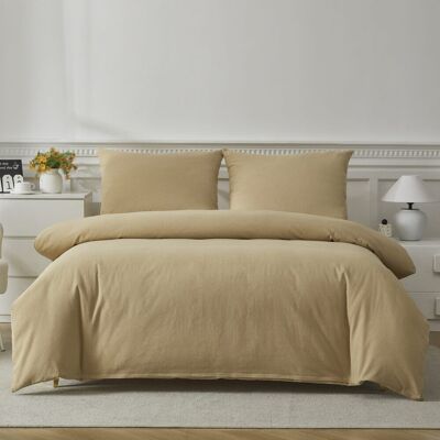 COTTON MARKET Komplet 160x200+ 2 X 70x80 Ekskluzywnej Pościeli Z Włóknem Lnianym - Stylowy Zestaw Pościeli Len Cappucino COTTON MARKET Komplet 160x200+ 2 X 70x80 Ekskluzywnej Pościeli Z Włóknem Lnianym - Stylowy Zestaw Pościeli Len Cappucino