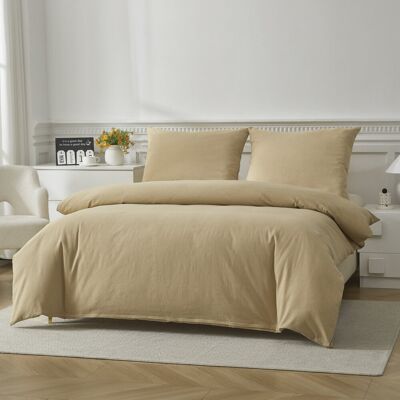 COTTON MARKET Komplet 220X200+ 2 X 70X80 Ekskluzywnej Pościeli Z Włóknem Lnianym - Stylowy Zestaw Pościeli Len Cappucino COTTON MARKET Komplet 220X200+ 2 X 70X80 Ekskluzywnej Pościeli Z Włóknem Lnianym - Stylowy Zestaw Pościeli Len Cappucino