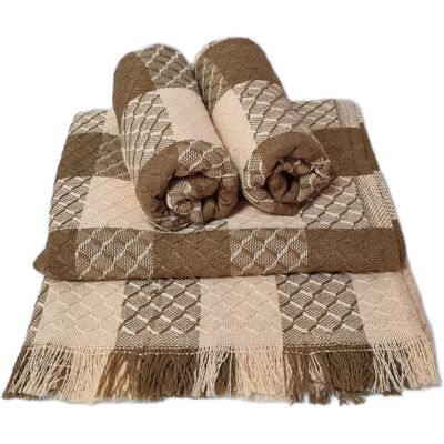 Inny producent Komplet dekoracyjny narzuta 160x205 + 2x 60x160 PEPITKA-KRATKA camel wanilia Inny producent Komplet dekoracyjny narzuta 160x205 + 2x 60x160 PEPITKA-KRATKA camel wanilia