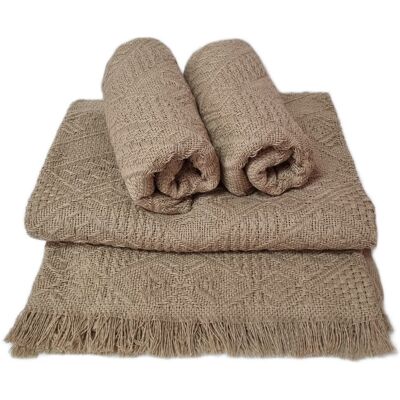 Inny producent Komplet dekoracyjny narzuta 160x205 + 2x 60x160 ROMBY beżowy Inny producent Komplet dekoracyjny narzuta 160x205 + 2x 60x160 ROMBY beżowy