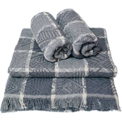 Inny producent Komplet dekoracyjny narzuta 160x205 + 2x 60x160 ROMBY-KRATKA grafitowy ekri Inny producent Komplet dekoracyjny narzuta 160x205 + 2x 60x160 ROMBY-KRATKA grafitowy ekri