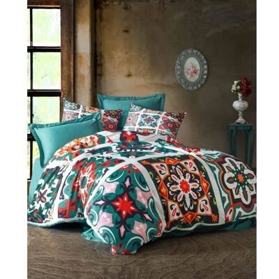 Inny producent Komplet pościeli - 1 poszwa na kołdrę 220 x 240 cm + 2 poszewki na poduszki 60 x 60 cm - 100% poliester mikrosaten - Zielony Inny producent Komplet pościeli - 1 poszwa na kołdrę 220 x 240 cm + 2 poszewki na poduszki 60 x 60 cm - 100% poliester mikrosaten - Zielony