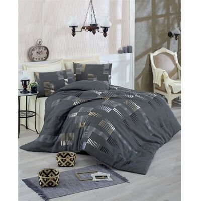 Inny producent Komplet pościeli - 1 poszwa na kołdrę 220x240 cm + 2 poszewki na poduszki 60x60 cm - 65% bawełna, 35% poliester - Antracytowy Inny producent Komplet pościeli - 1 poszwa na kołdrę 220x240 cm + 2 poszewki na poduszki 60x60 cm - 65% bawełna, 35% poliester - Antracytowy