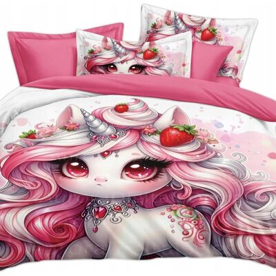 Inny producent KOMPLET POŚCIELI 160x200 + 2 POSZEWKI NA PODUSZKI JEDNOROŻEC Inny producent KOMPLET POŚCIELI 160x200 + 2 POSZEWKI NA PODUSZKI JEDNOROŻEC
