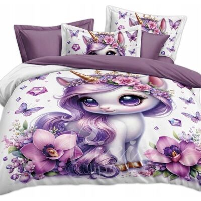 Inny producent KOMPLET POŚCIELI 160x200 + 2 POSZEWKI NA PODUSZKI JEDNOROŻEC FIOLETOWY Inny producent KOMPLET POŚCIELI 160x200 + 2 POSZEWKI NA PODUSZKI JEDNOROŻEC FIOLETOWY