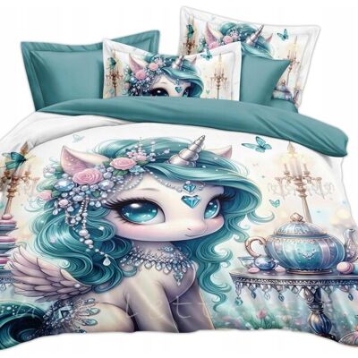 Inny producent KOMPLET POŚCIELI 160x200 + 2 POSZEWKI NA PODUSZKI JEDNOROŻEC NIEBIESKI Inny producent KOMPLET POŚCIELI 160x200 + 2 POSZEWKI NA PODUSZKI JEDNOROŻEC NIEBIESKI