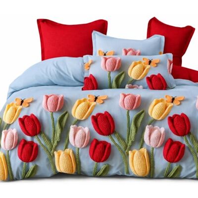 Inny producent KOMPLET POŚCIELI 160x200 DWIE POSZEWKI NA PODUSZKI TULIPANY KWIATY Inny producent KOMPLET POŚCIELI 160x200 DWIE POSZEWKI NA PODUSZKI TULIPANY KWIATY