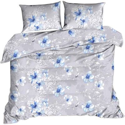 Darymex Komplet Pościeli 160x200 Kora 100% Bawełna Duże Niebieskie Kwiaty Popiel Darymex Komplet Pościeli 160x200 Kora 100% Bawełna Duże Niebieskie Kwiaty Popiel
