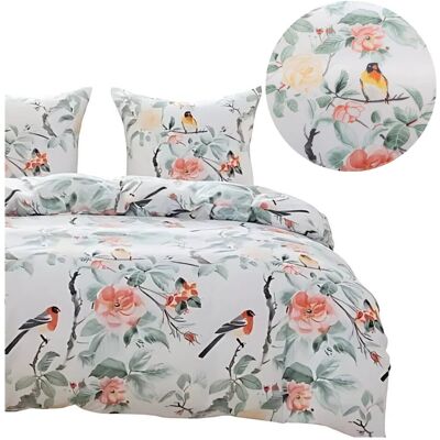 Cotton World Komplet Pościeli 3d 160x200 + 2x70/80 Kwiaty I Ptaki Satyna Bawełniana 3052 Cotton World Komplet Pościeli 3d 160x200 + 2x70/80 Kwiaty I Ptaki Satyna Bawełniana 3052