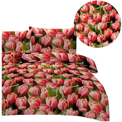 Cotton World Komplet Pościeli 3d 160x200 + 2x70/80 Tulipany Satyna Bawełniana 2701 Cotton World Komplet Pościeli 3d 160x200 + 2x70/80 Tulipany Satyna Bawełniana 2701
