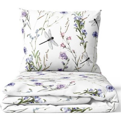 BEDcolors Komplet pościeli Bawełna 160x200 kwiaty z ważką BEDcolors Komplet pościeli Bawełna 160x200 kwiaty z ważką