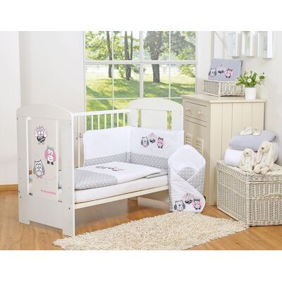 My Sweet Baby Komplet Pościeli Dla Dzieci 120x90cm Z Ochraniaczem 3-Cz Sówki Szare Z Haftem Szaro-Różowym My Sweet Baby Komplet Pościeli Dla Dzieci 120x90cm Z Ochraniaczem 3-Cz Sówki Szare Z Haftem Szaro-Różowym