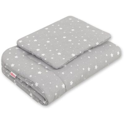 Bobono Komplet Pościeli Dla Niemowląt Z Wypełnieniem 2-Cz 75x100cm Newborn - Mini Gwiazdki Białe Na Szarym Bobono Komplet Pościeli Dla Niemowląt Z Wypełnieniem 2-Cz 75x100cm Newborn - Mini Gwiazdki Białe Na Szarym