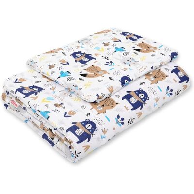 Bobono Komplet Pościeli Dla Niemowląt Z Wypełnieniem 2-Cz 75x100cm Newborn - Misie Granatowe Bobono Komplet Pościeli Dla Niemowląt Z Wypełnieniem 2-Cz 75x100cm Newborn - Misie Granatowe