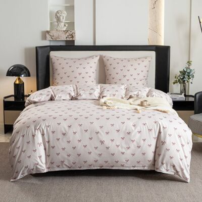 COTTON MARKET Komplet Pościeli Dwuosobowej Kokarda 220x200 Z 2 Poszewkami 70x80 COTTON MARKET Komplet Pościeli Dwuosobowej Kokarda 220x200 Z 2 Poszewkami 70x80