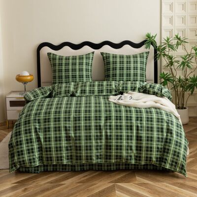 COTTON MARKET Komplet Pościeli Dwuosobowej Krata 160x200 Z 2 Poszewkami 70x80 COTTON MARKET Komplet Pościeli Dwuosobowej Krata 160x200 Z 2 Poszewkami 70x80
