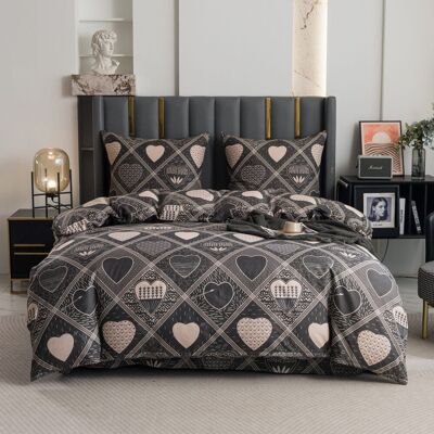 COTTON MARKET Komplet Pościeli Dwuosobowej Serduszka 160x200 Z 2 Poszewkami 70x80 COTTON MARKET Komplet Pościeli Dwuosobowej Serduszka 160x200 Z 2 Poszewkami 70x80