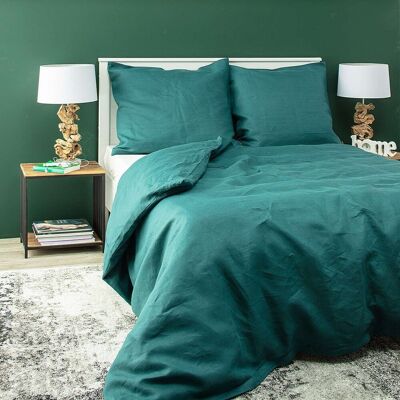 Dekoria Komplet pościeli lnianej Linen 160x200cm emerald green, 160 x 200 cm/ 2 poszewki 80 x 70 cm Dekoria Komplet pościeli lnianej Linen 160x200cm emerald green, 160 x 200 cm/ 2 poszewki 80 x 70 cm