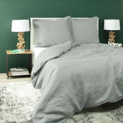 Dekoria Komplet pościeli lnianej Linen 160x200cm light grey, 160 x 200 cm/ 2 poszewki 80 x 70 cm Dekoria Komplet pościeli lnianej Linen 160x200cm light grey, 160 x 200 cm/ 2 poszewki 80 x 70 cm