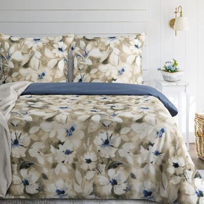 Eurofirany Komplet pościeli Spring 140x200 + poszewka na poduszkę 70x80 Granatowo-beżowe kwiaty Eurofirany Komplet pościeli Spring 140x200 + poszewka na poduszkę 70x80 Granatowo-beżowe kwiaty