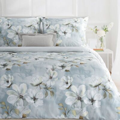 Eurofirany Komplet pościeli Spring 140x200 + poszewka na poduszkę 70x80 Niebieska w kwiaty Eurofirany Komplet pościeli Spring 140x200 + poszewka na poduszkę 70x80 Niebieska w kwiaty