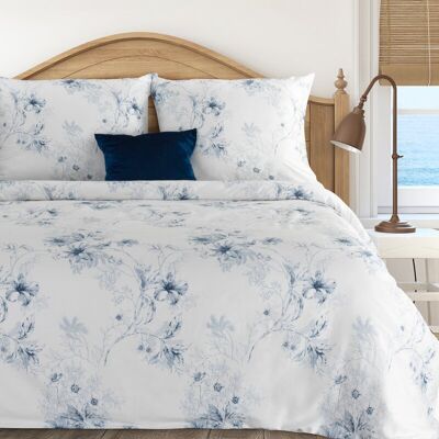 Eurofirany Komplet pościeli Spring 140x200 + poszewka na poduszkę 70x80 Niebieskie kwiaty Eurofirany Komplet pościeli Spring 140x200 + poszewka na poduszkę 70x80 Niebieskie kwiaty