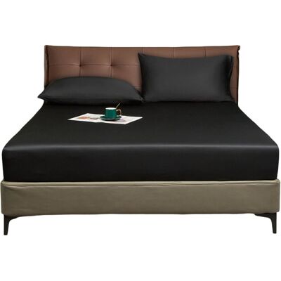 Inny producent Luofanfei Prześcieradło Satynowe z Gumką 160x200 cm Gładkie Czarne 25-30 cm Inny producent Luofanfei Prześcieradło Satynowe z Gumką 160x200 cm Gładkie Czarne 25-30 cm