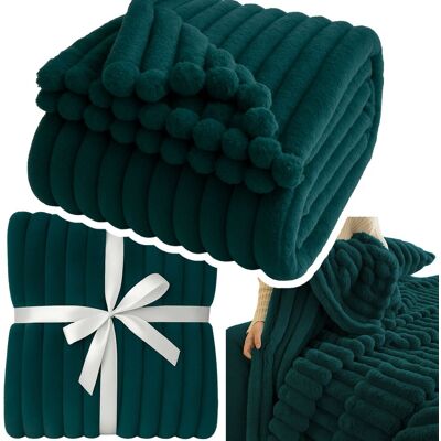 Domidekor Miękki Koc Narzuta na Łóżko Wytłaczane Paski Sherpa Ciepły 220x230 Gruby Dwustr Szmaragdowy Domidekor Miękki Koc Narzuta na Łóżko Wytłaczane Paski Sherpa Ciepły 220x230 Gruby Dwustr Szmaragdowy