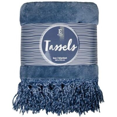 Essex - TASSELS - Niebieski - 130x170 - Throw blanket Essex - TASSELS - Niebieski - 130x170 - Throw blanket