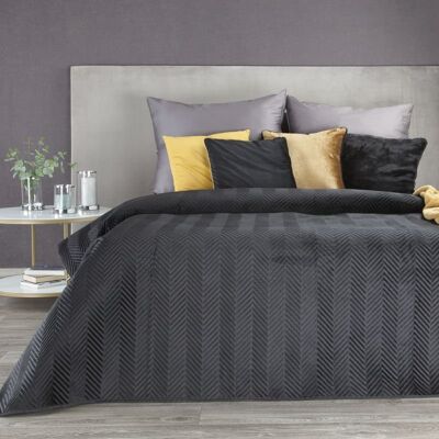 Eurofirany Modna narzuta velvet 170X210 Czarny wzór jodełka Eurofirany Modna narzuta velvet 170X210 Czarny wzór jodełka