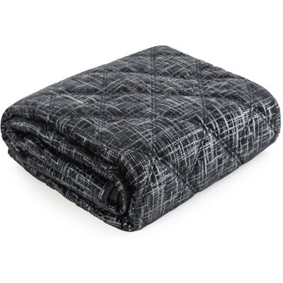 Eurofirany Narzuta 170x210 czarna kratka welurowa Eurofirany Narzuta 170x210 czarna kratka welurowa