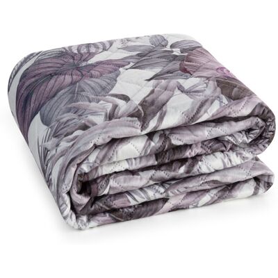 DESIGN 91 Narzuta 170x210 Davos fioletowa szara liście welurowa D91 DESIGN 91 Narzuta 170x210 Davos fioletowa szara liście welurowa D91