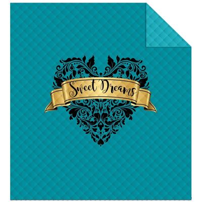 Detexpol Narzuta dekoracyjna 170x210 Holland K13 Słodkich snów Sweet Dreams serce orientalna ornamenty turkusowa złota czarna dwustronna Detexpol Narzuta dekoracyjna 170x210 Holland K13 Słodkich snów Sweet Dreams serce orientalna ornamenty turkusowa złota czarna dwustronna