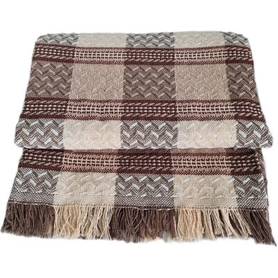 Degatex Narzuta dekoracyjna tkana 170x205 taupe terakota beżowa krata Degatex Narzuta dekoracyjna tkana 170x205 taupe terakota beżowa krata