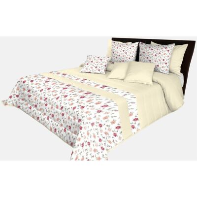 Mariall Design Narzuta pikowana, 240x240, kremowa w kwiaty, NMO-090 Mariall Design Narzuta pikowana, 240x240, kremowa w kwiaty, NMO-090