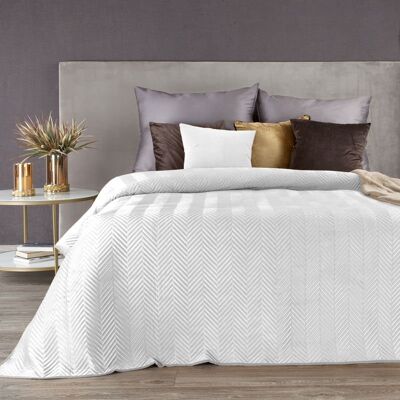 Eurofirany Narzuta velvetowa wzór jodełka 170X210 Biała SOFIA Eurofirany Narzuta velvetowa wzór jodełka 170X210 Biała SOFIA